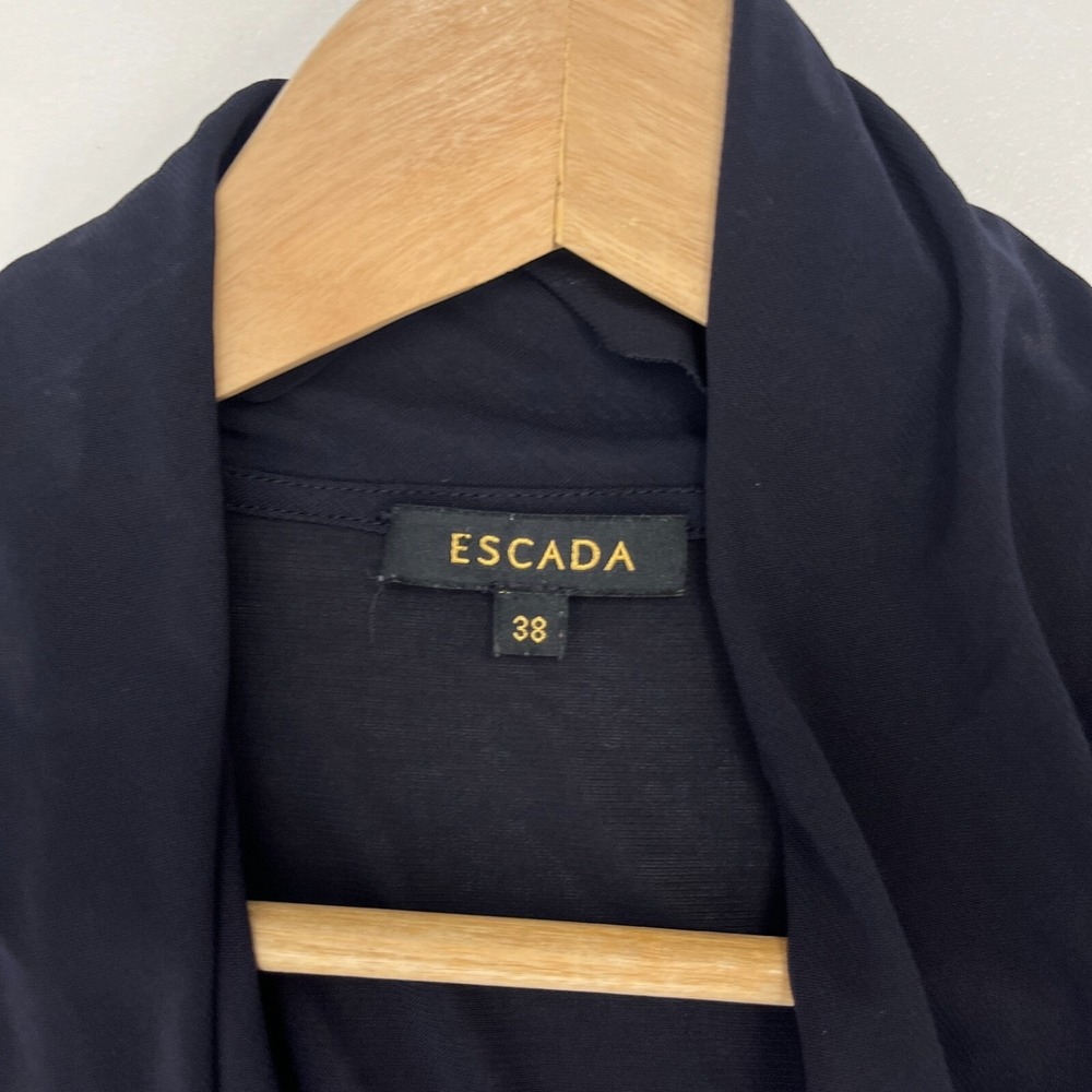 Escada Womens 38 Navy Blue Blouson Dress Viscose Blend Career Business Cocktail - Picture 12 of 15